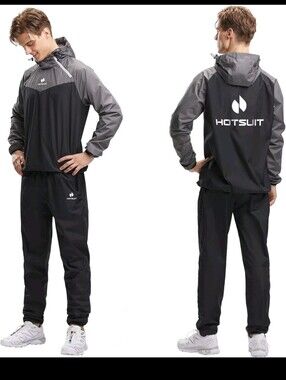 HOTSUIT Sauna Suit Sweat Sauna Jacket Pant Gym Workout Sweat Suits Men's Size L